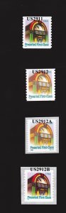 Single 25c Juke Box US 2911, US 2912, US 2912A, US 2912B Lot (4) MNH, F-VF