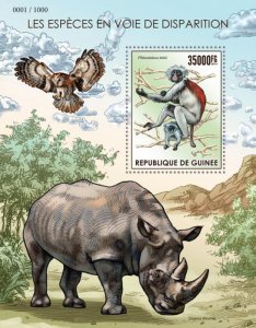 GUINEA - 2015 - Endangered Species - Perf Souv Sheet - Mint Never Hinged