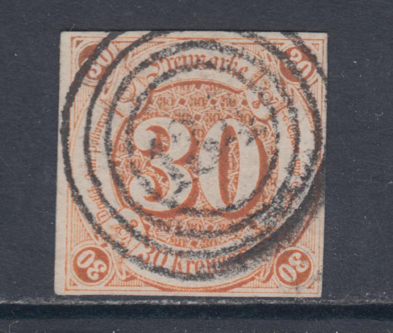 Thurn & Taxis Sc 52 used 1859 30kr orange Numeral, Cert.