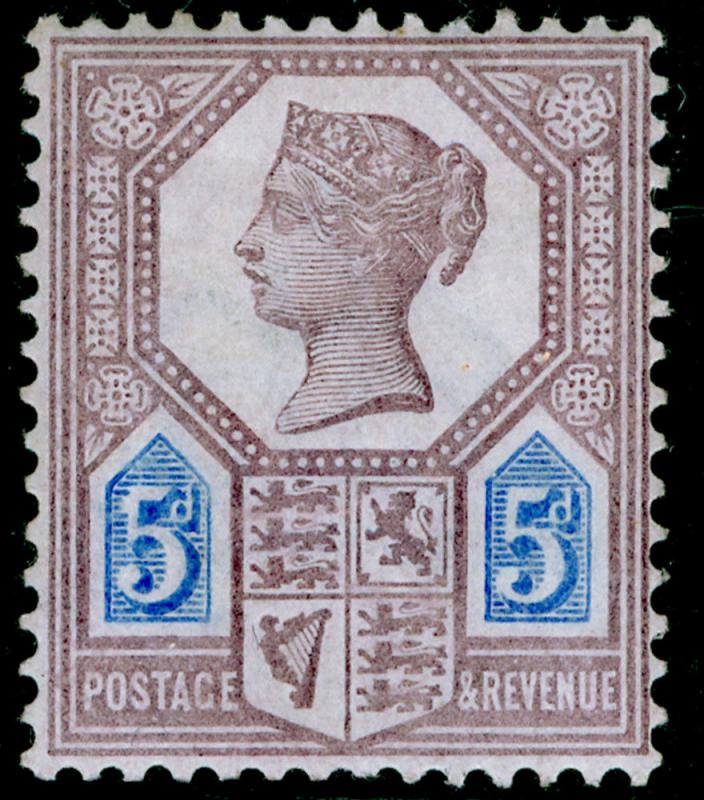 SG207a, 5d dull purple & blue, DIE II, M MINT. Cat £42.