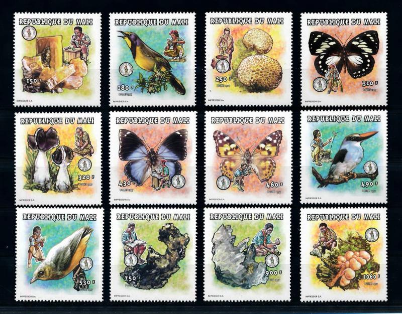 [76145] Mali 1998 (1997( Scouting Birds Butterflies Champignons Gems  MNH