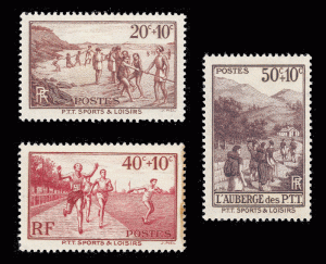 France 1937 Sc B60-62 YT 345-47 MH VF Benefit for Post & Telegraph workers