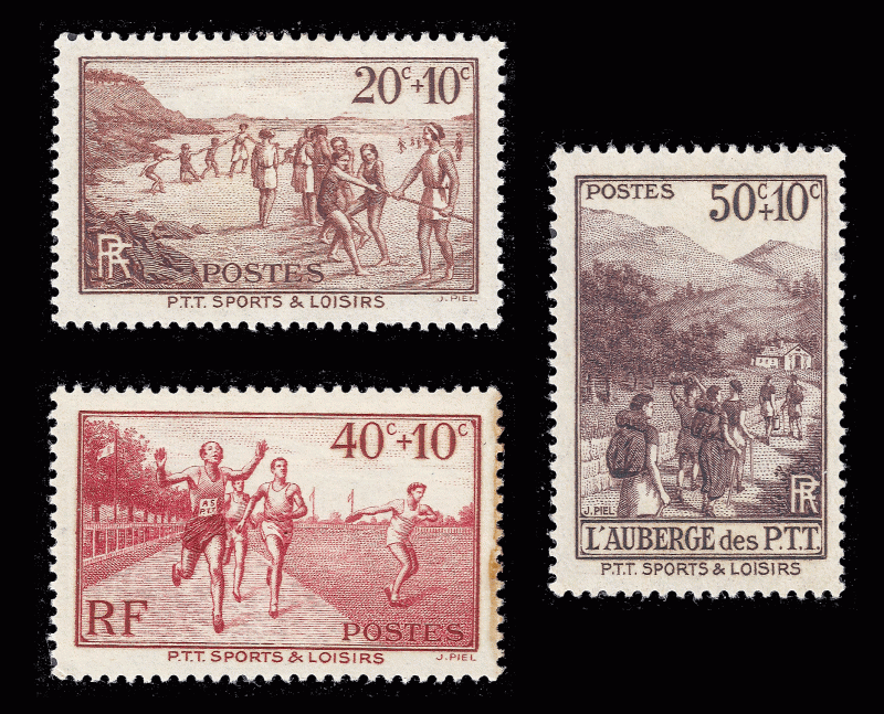 France 1937 Sc B60-62 YT 345-47 MH VF Benefit for Post & Telegraph workers