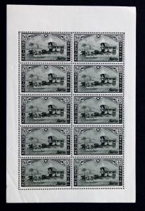 Belgium Stamp B166 MNH Sheet of 10 Stagecoach 1935