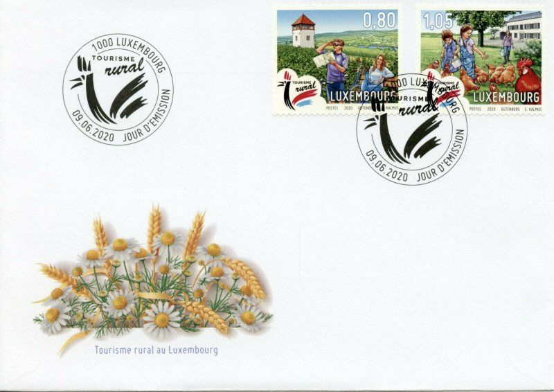 Luxembourg Landscapes Stamps 2020 FDC Rural Tourism Architecture Chickens 2v Set