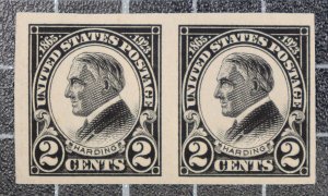 Scott 611 - 2 Cents Harding - OG MH - Imperf Pair - SCV - $10.00