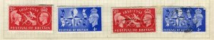 BRITAIN; 1951 early GVI Festival Britain issue fine Mint & used Sets