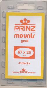 Prinz Scott Stamp Mounts Size 67/25 mm - CLEAR - Pack of 40 (67x25  67mm) PRECUT