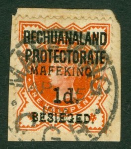 SG 6 Mafeking 1900. 1d on ½d vermilion. Fine used on small piece CAT £85