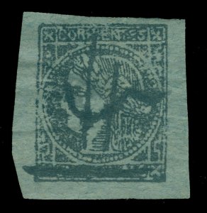 ARGENTINA 1860  CORRIENTES - Ceres - (3c) black, blue  Scott # 2 used XF