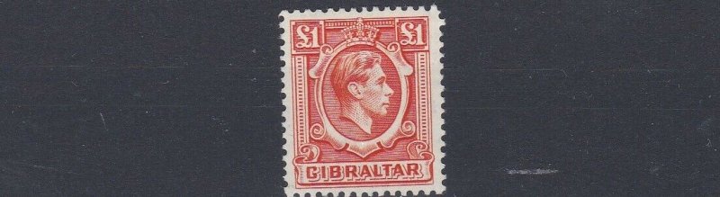 GIBRALTAR  1938  S G 131  £1  ORANGE  MH 