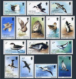 South Georgia 109-123, MNH. Mi 150-164. Birds 1987. Gull, Cormorant, Penguins,