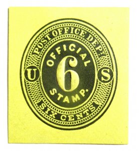 US 1873 Official USPO 6¢ Cut Square #UO3 MH CV $25