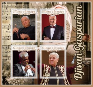 Stamps. Music, Djivan Gasparian​  1+1 sheets perf 2021 year Sao Tome