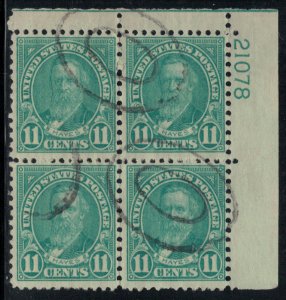U.S. #692  Plate Block  used