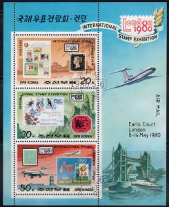 North Korea 1943 - Cto - Intl. Stamp Exhibition, London S/S (1980) (cv $3.60)