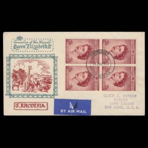 Southern Rhodesia 1953 (FDC) 2s6d Coronation block, SALISBURY ✔️