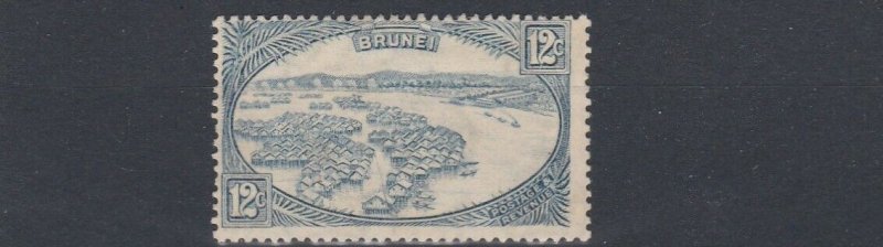 BRUNEI  1924 - 37  S G 74    12C  BLUE    MH   TONED 