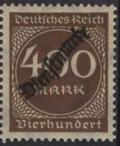 Germany O27 (mnh) 400m numeral, dk brn, overprinted Dienstmarke (1923)