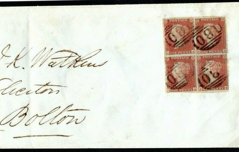 GB SG.8 *CHRISTMAS DAY* 1850 Cover BLOCK OF 4 1d Red Chester Numeral & UDC A4G67 