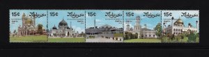 1975 Malaysia, Yvert and Tellier #141-45, Mosque - 5 Striped Values, MNH**