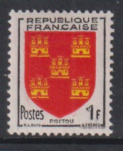 France   #697  MH  1954  Arms  1fr