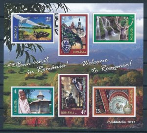 [113258] Romania 2017 Railway Birds Ceramics waterfall Souvenir Sheet MNH