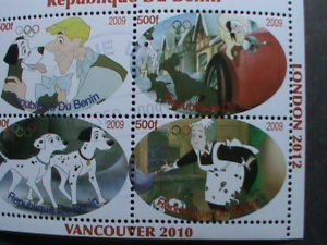 ​BENIN STAMP-2009- OLYMPIC VANCOUVER'2010-101 SPORTY DOGS CTO STAMP S/S #2