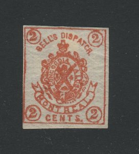 Bell's Dispatch Canada Stamp Montreal 2c Red MHR VF