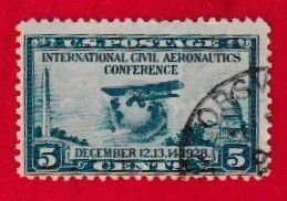 US SCOTT#650 1928 5c AERONAUTICS CONFERENCE - USED