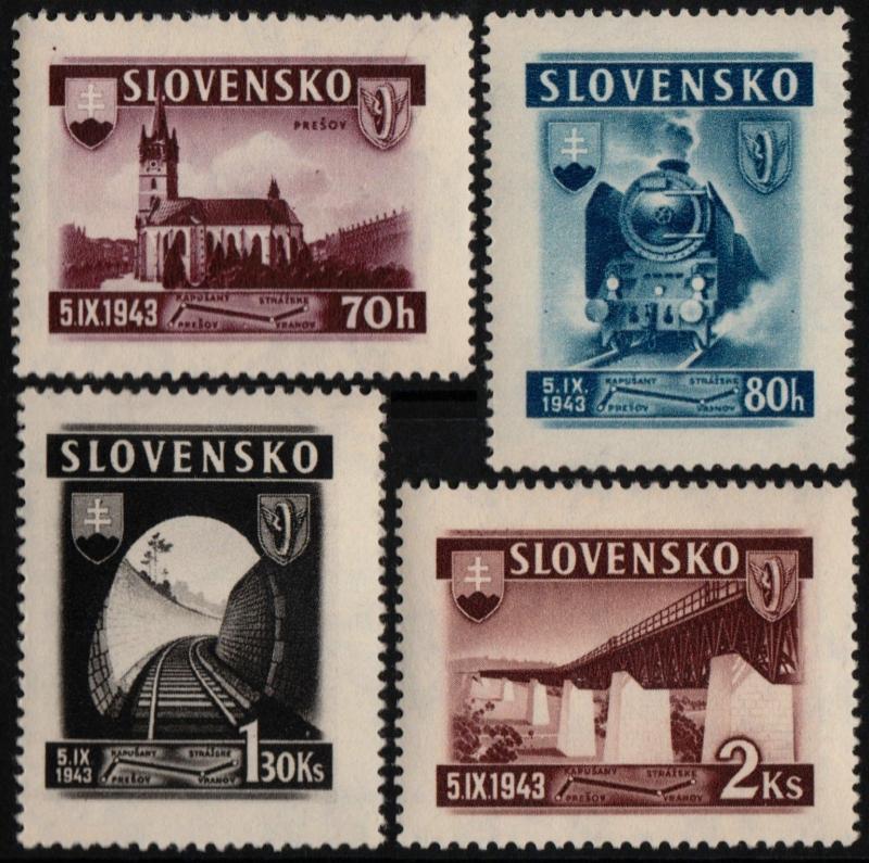 ✔️ SLOVAKIA 1943 - RAILWAY TRAINS - SC.89/92 MNH OG [SK124]