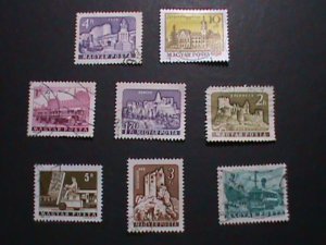 ​HUNGARY-SET OF 8 FAMOUS BUILDING IN HENGARY USE STAMPS VERY FINE