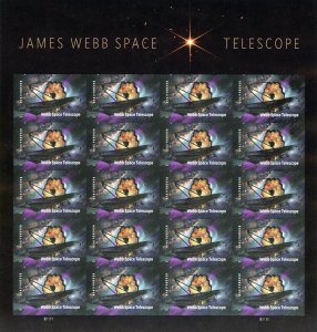 2022 60c Forever James Webb Deployed Space Telescope Scott 5720 Mint Imperf. Sht