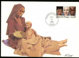 FDC scott 2164 World Hunger 1985 Fleetwood Cachet Maximum Card