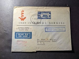 1949 Turkey Airmail First Day Cover FDC Istanbul to Mechanicsburg OH USA