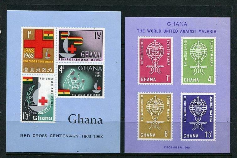 Ghana 2 Souvenir Sheets Malaria and Red Cross Mi Block 7-8 Imperf MNH  6464