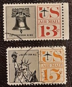 US Scott # C62, C63; 13c, 15c Air Mail from 1961; used; VF+ centering