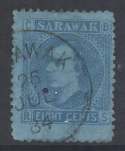 Sarawak Scott 6 - SG6, 1875 Sir Charles Brooke 8c used