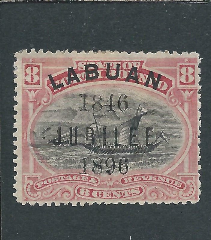 LABUAN 1896 JUBILEE 8c BLACK & PINK PERF 13½-14 MM SG 88b CAT £55