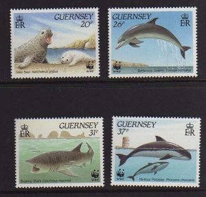 Guernsey 1990 Sc 441-444 WWF set MNH