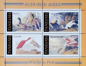 Birds Wild Life Ornithologist J Audubon 1986 Tanzania MNH Sheet 15011-