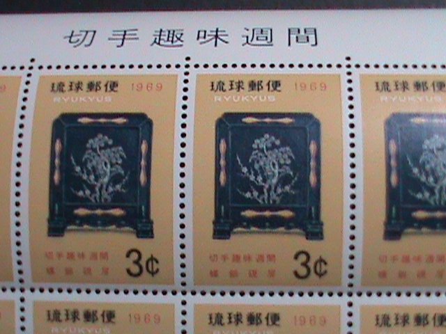 ​RYUKYU-1969 SC #182  INK SLAB SCREEN-MNH-IMPRINT BLOCK OF 8-VERY FINE