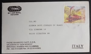 India Cover to Italy 2000. 15R rate Doon Valley Railway Train