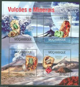 MOZAMBIQUE 2013 VOLCANOES AND MINERALS  SHEET   MINT NH