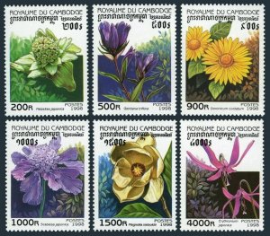 Cambodia 1758-1763,1764,MNH. Flowers 1998.