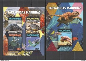 2016 Mozambique Reptiles Fauna Marine Turtles Kb+Bl ** St2169