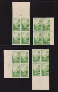 1935 Yosemite 1c green Sc 756 FARLEY unused NGAI matched arrow blocks set (l0