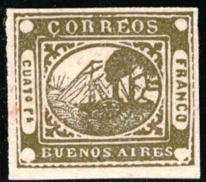 Argentina Buenos Aires - SC #6 - MINT (Forgery??) - 1858 - Item BUENOSAIRES008