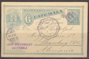 GUATEMALA 1898 H&G 3 CARD TO GERMANY F,VF