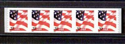 2003  FLAG 37c  Sc 3632  MINT  plate number 3333  strip